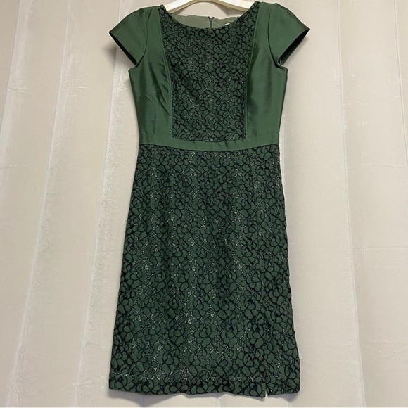 Tory Burch Women’s Mariana Dress Size 4 Lace Jacquard Douglas Fir Designer NWT - Picture 3 of 14